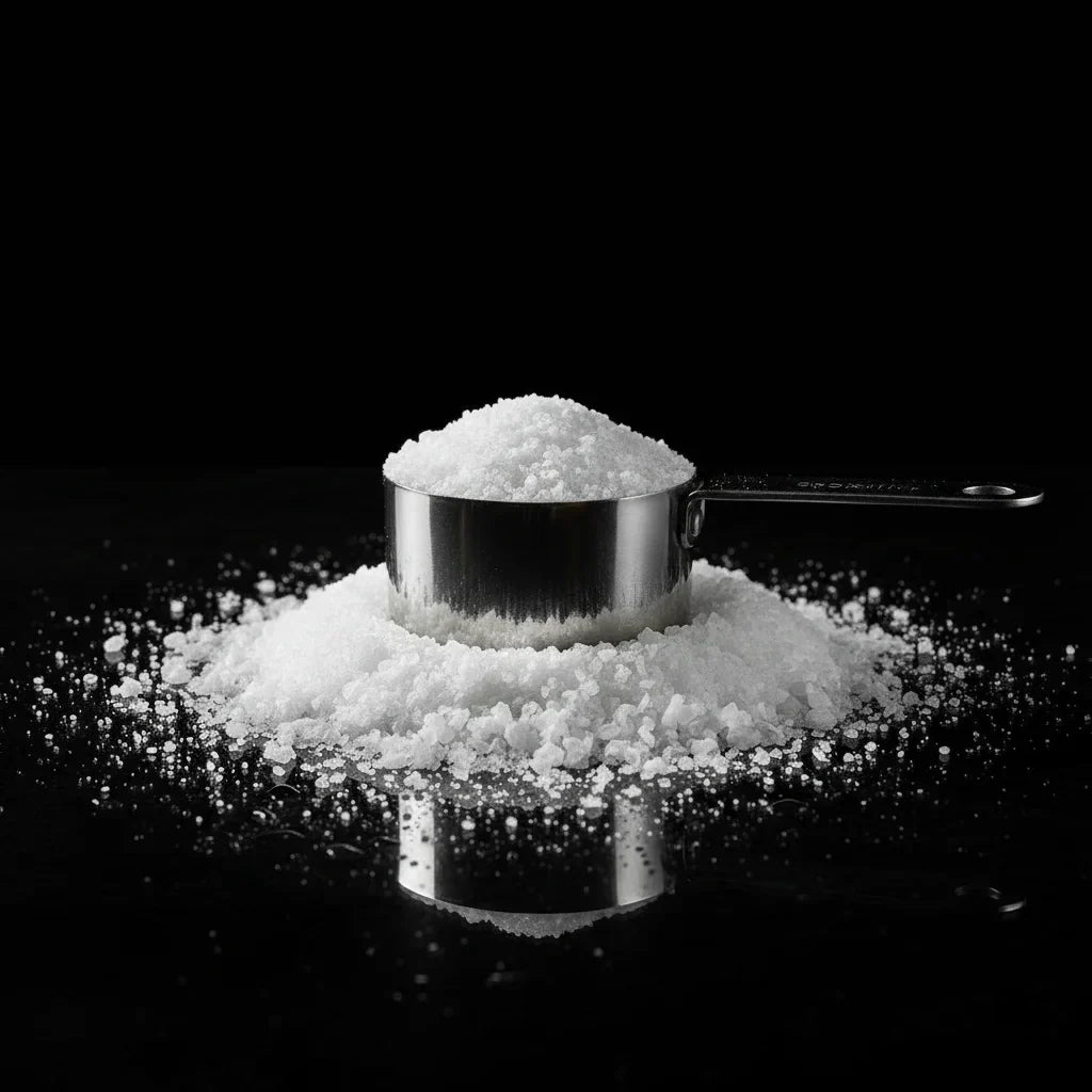 Pile of salts and a measuring cup nestled in the center