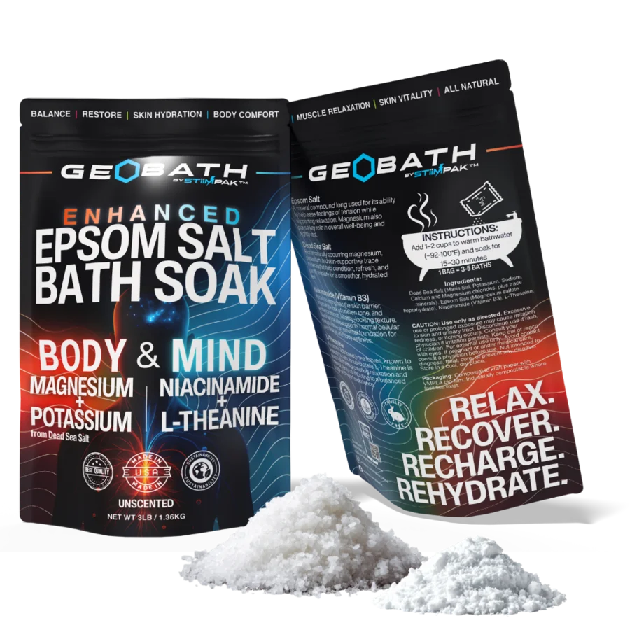 Two packages of GeoBath Enhanced Epsom Salt Bath Soak