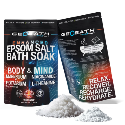 Two packages of GeoBath Enhanced Epsom Salt Bath Soak