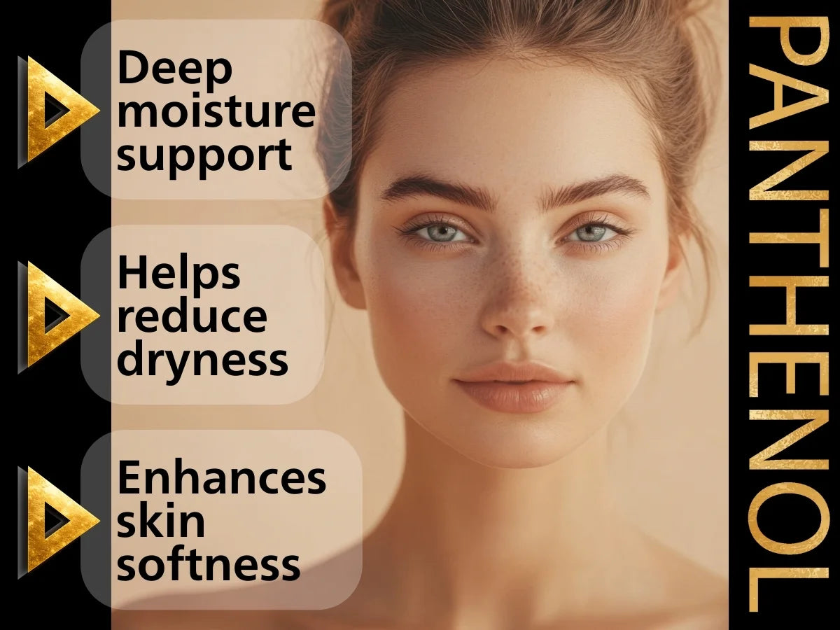 Benefits of panthenol with a woman's face