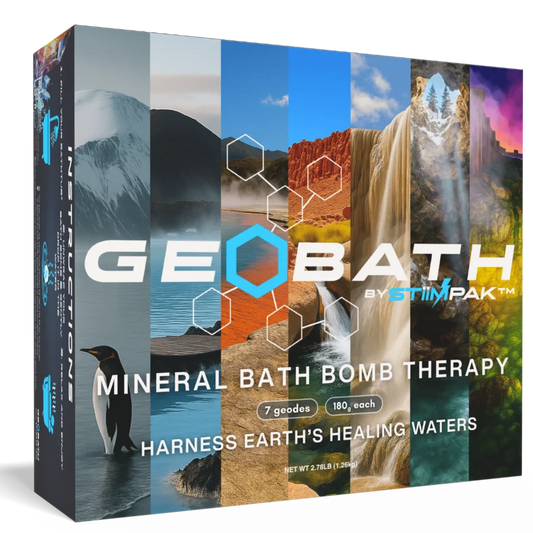 Geobath mineral bath bomb therapy packaging with a bath bomb