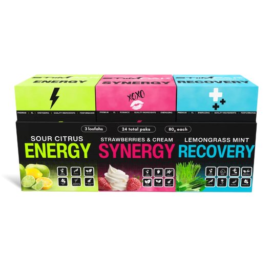 Assorted packaging of energy, synergy, and recovery products
